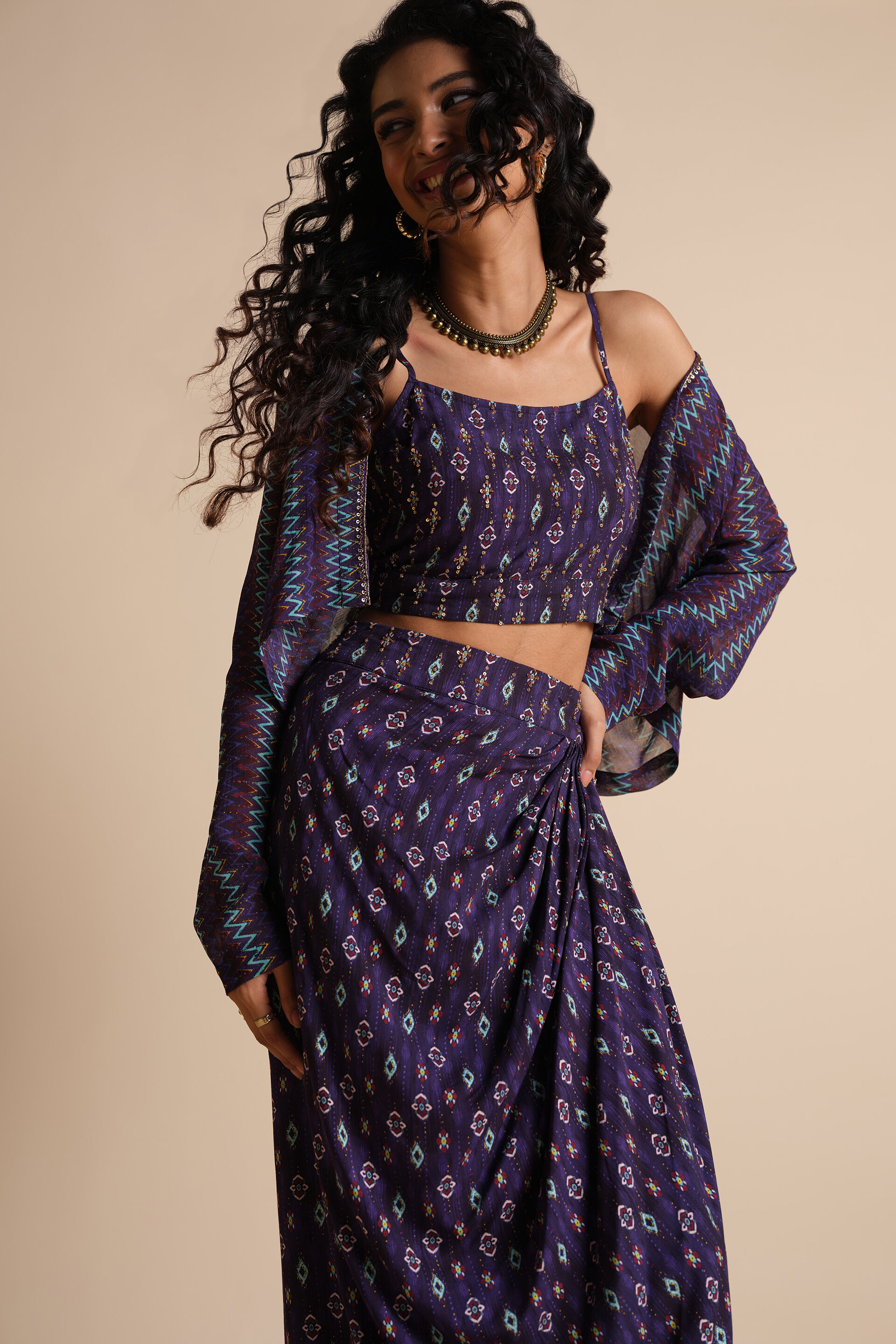 Shaam Shaandaar Skirt Set, Purple, image 4